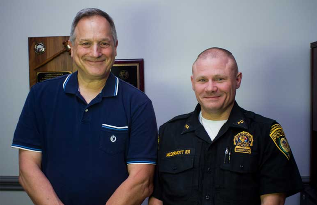 North Arlington, NJ Officer George McDermott with Safely Back Home founder Paul Jetter.