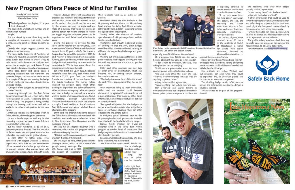 Safely Back Home featured in the Mid-Summer 2023 issue of Lake Hopatcong News.