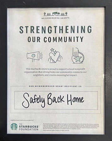 Sparta Starbucks staff who nominated Safely Back Home for a Starbucks Foundation Neighborhood Grant.